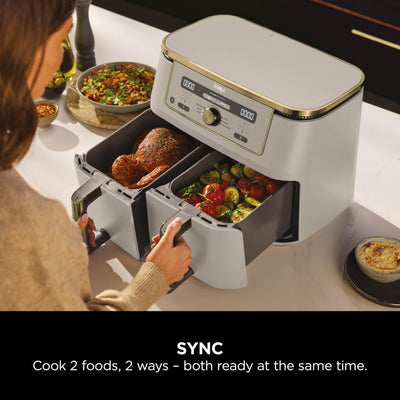 Ninja MAX Dual Zone Digital Air Fryer, 2 Drawers, 9.5L, 6-in-1, Uses No Oil, Air Fry, Max Crisp